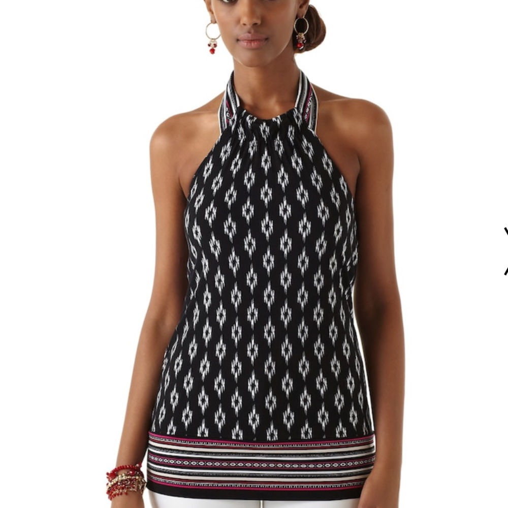 White House Black Market Ikat Print Halter Small
